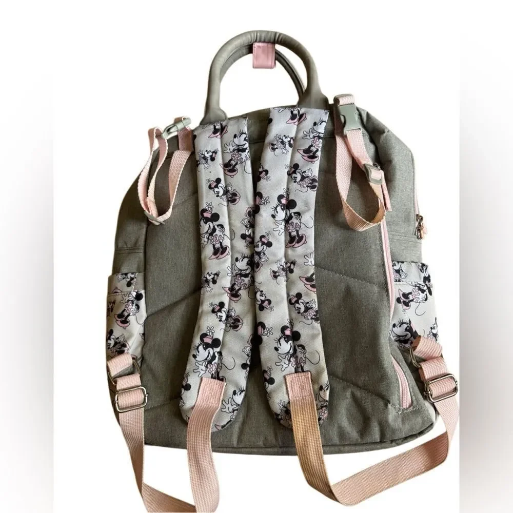 Disney Baby Minnie Mouse Multi-Pocket Diaper Bag Backpack-  Grey and Pink